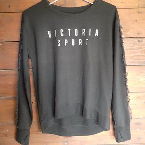 Ruffle sleeve black Victoria Sport sweat shirt